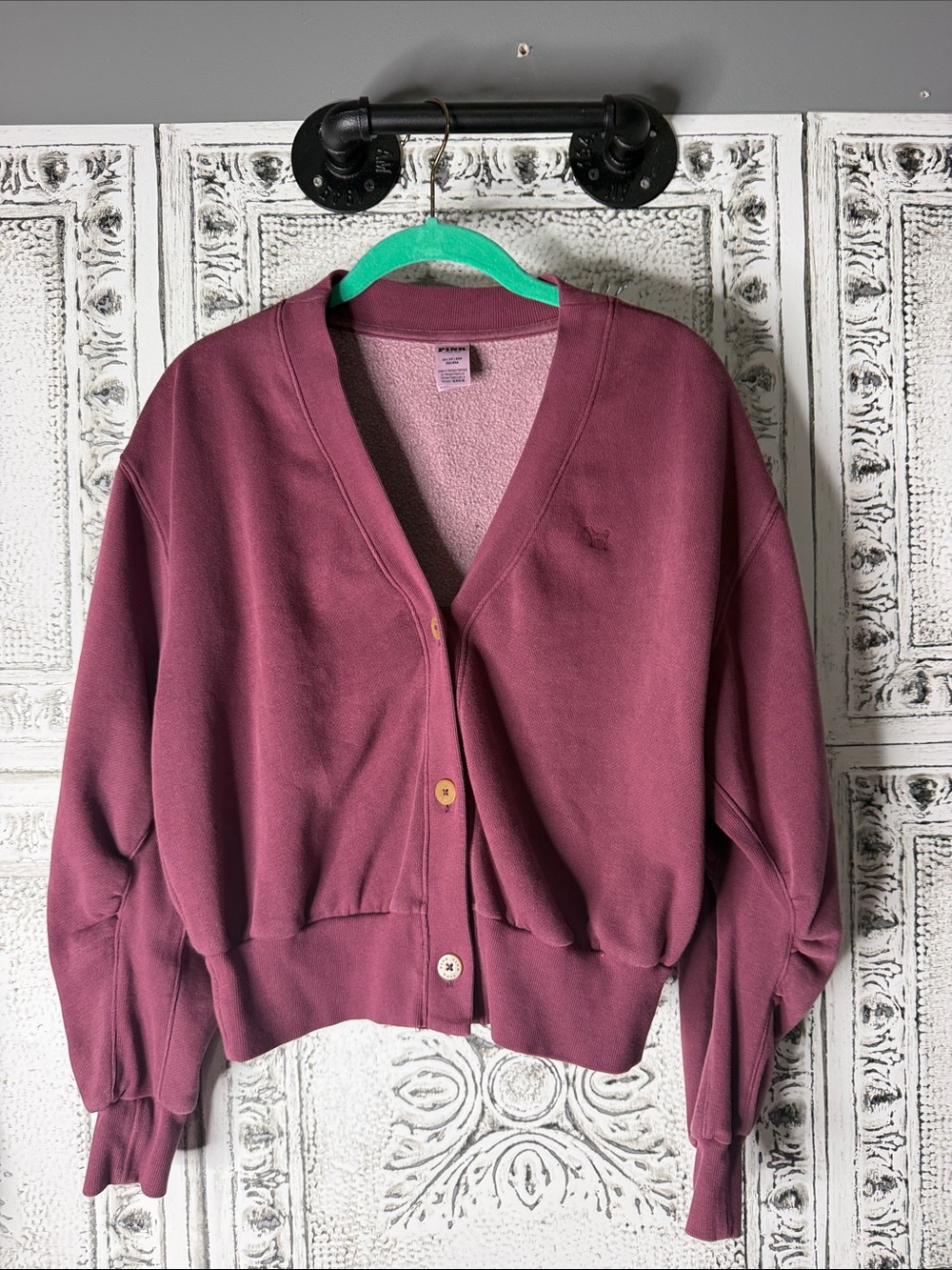 Pink Victoria Secret Cropped button fleece dusty rose